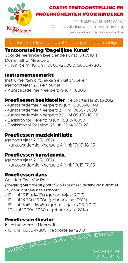 Proeflessen voor kinderen Neerpelt