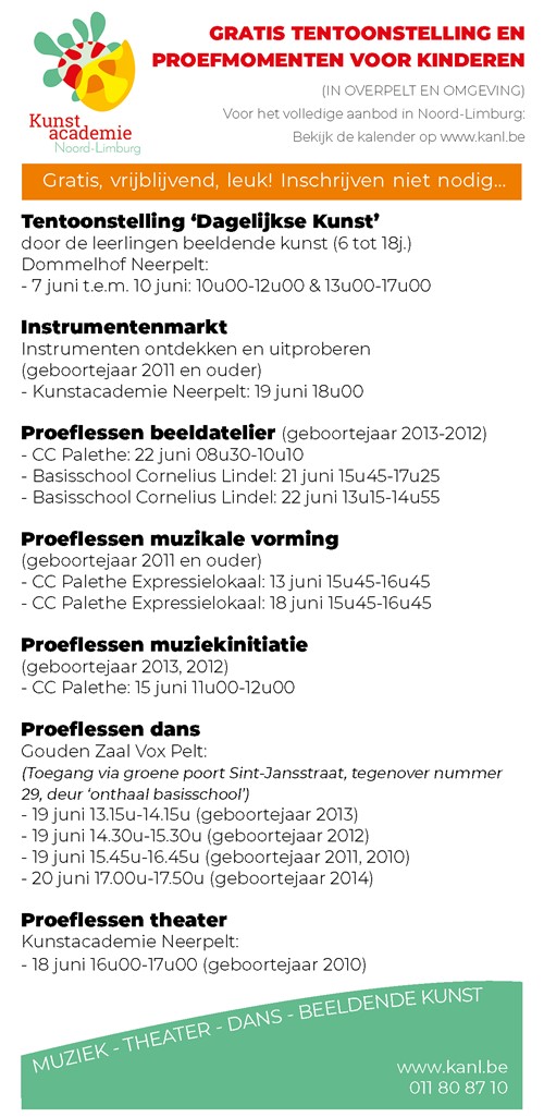 Proeflessen voor kinderen Overpelt