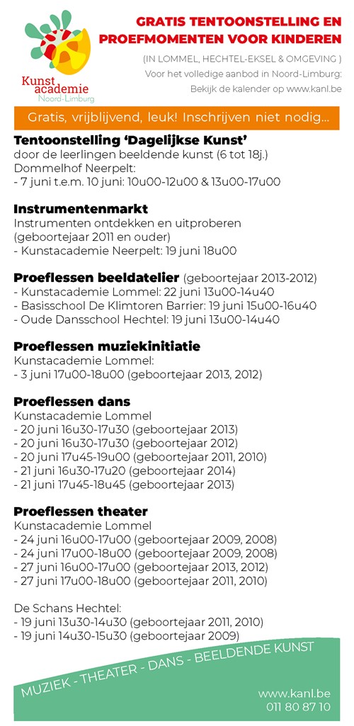 Proeflessen kinderen Lommel & Hechtel-Eksel