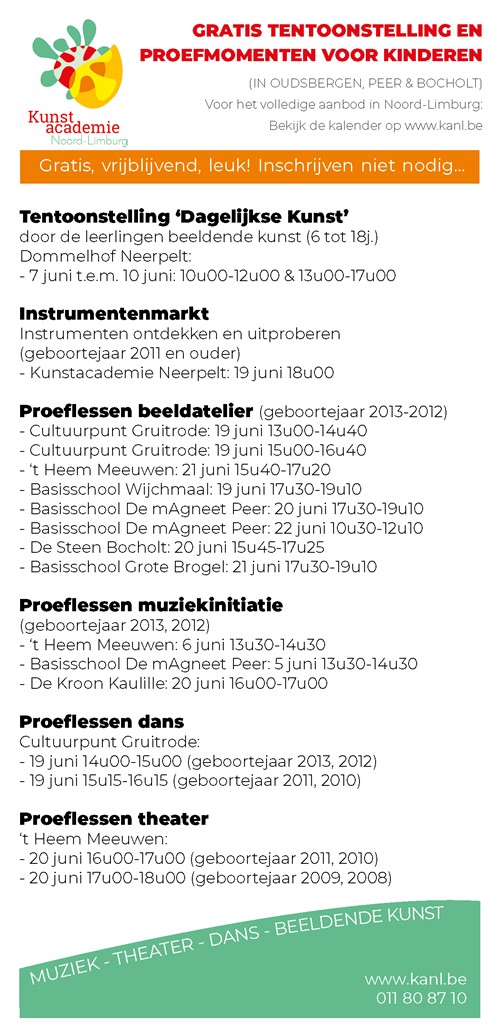 Proeflessen kinderen Peer & Bocholt