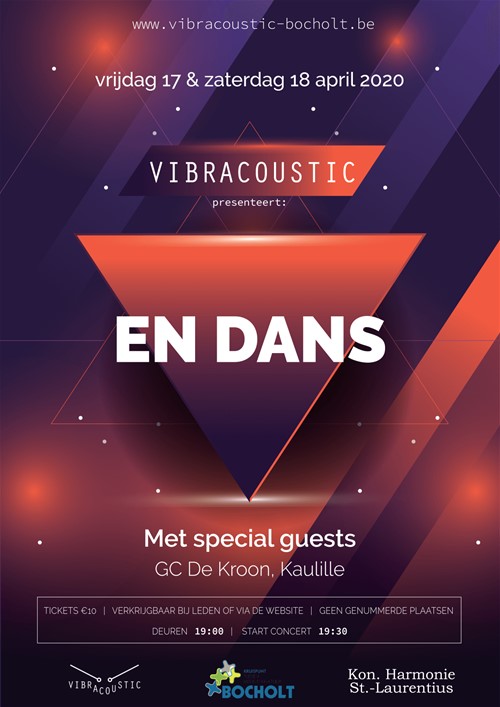 Op vrijdag 17 april en zaterdag 18 april organiseert percussiegroep Vibracoustic uit Bocholt o.l.v. Nico Camps hun vierde show in GC De Kroon te Kaulille. Deze show werd gedoopt als ‘En dans’. Met, zoals de titel al zegt, heel veel dansbare nummers, grappige momenten en leuke filmpjes. Tickets kan je reserveren via mezelf of onze website www.vibracoustic-bocholt.be. En dit voor slechts 10euro! www.facebook.com/Vibracoustic.Bocholt