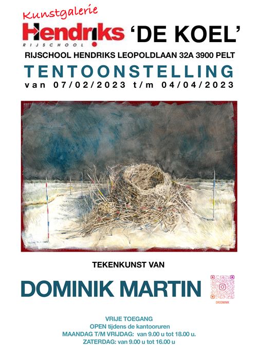 Dominik Martin, docent tekenkunst aan Kunstacademie Noord-Limburg, stelt tentoon van 7 februari tot en met 4 april.