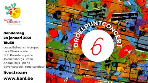 De leerlingen muziek, die dit schooljaar een opleiding muziek aan onze academie afronden, spelen een orgelpuntconcert. In de week van 25 januari vinden er maar liefst 11 van deze concerten plaats. Je kan deze volgen via livestream. De link zal op de dag van het concert onder dit kalenderitem te zien zijn.