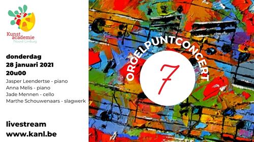 De leerlingen muziek, die dit schooljaar een opleiding muziek aan onze academie afronden, spelen een orgelpuntconcert. In de week van 25 januari vinden er maar liefst 11 van deze concerten plaats. Je kan deze volgen via livestream. De link zal op de dag van het concert onder dit kalenderitem te zien zijn.